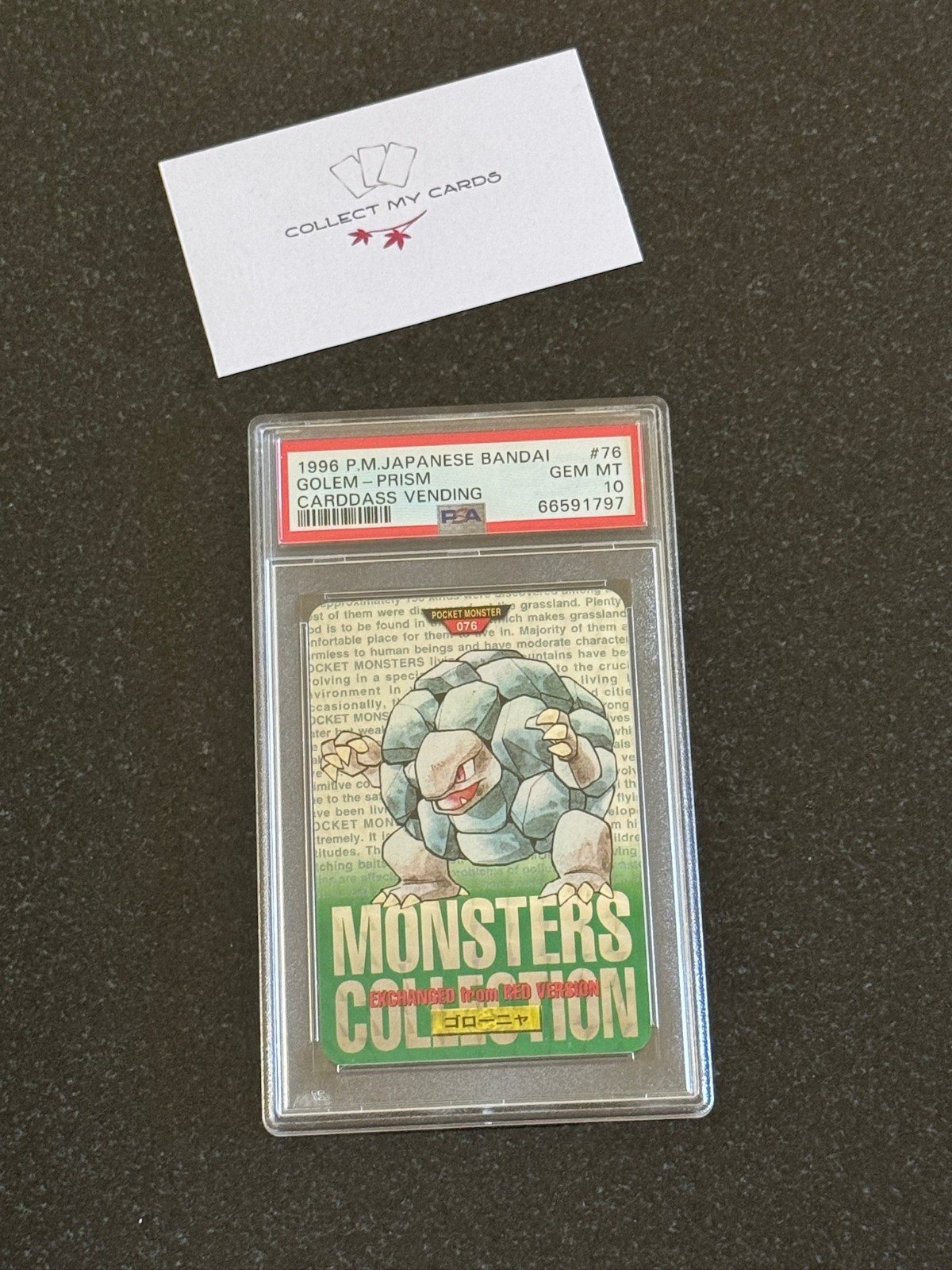 Golem Green Prism PSA 10 Carddass Vending Bandai Pokemon Japanese Card 1996 – Photo 1